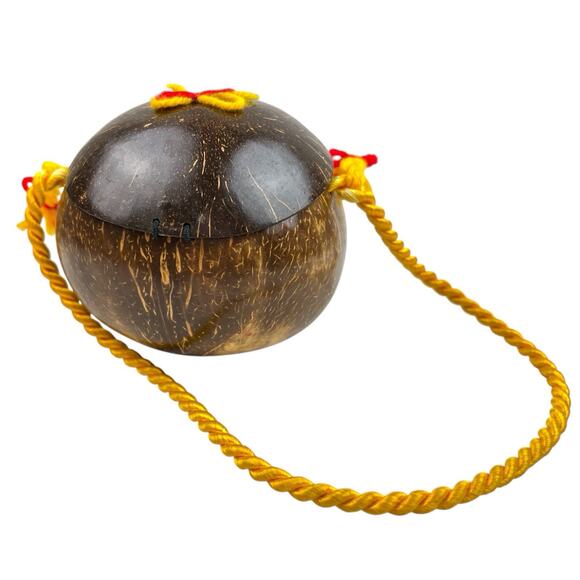 Vintage Kitschy Bahamas Coconut Purse Bank Tiki Folk Art Souvenir Novelty Bag - Picture 5 of 9